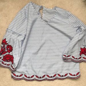 Checkered peplum sleeves!